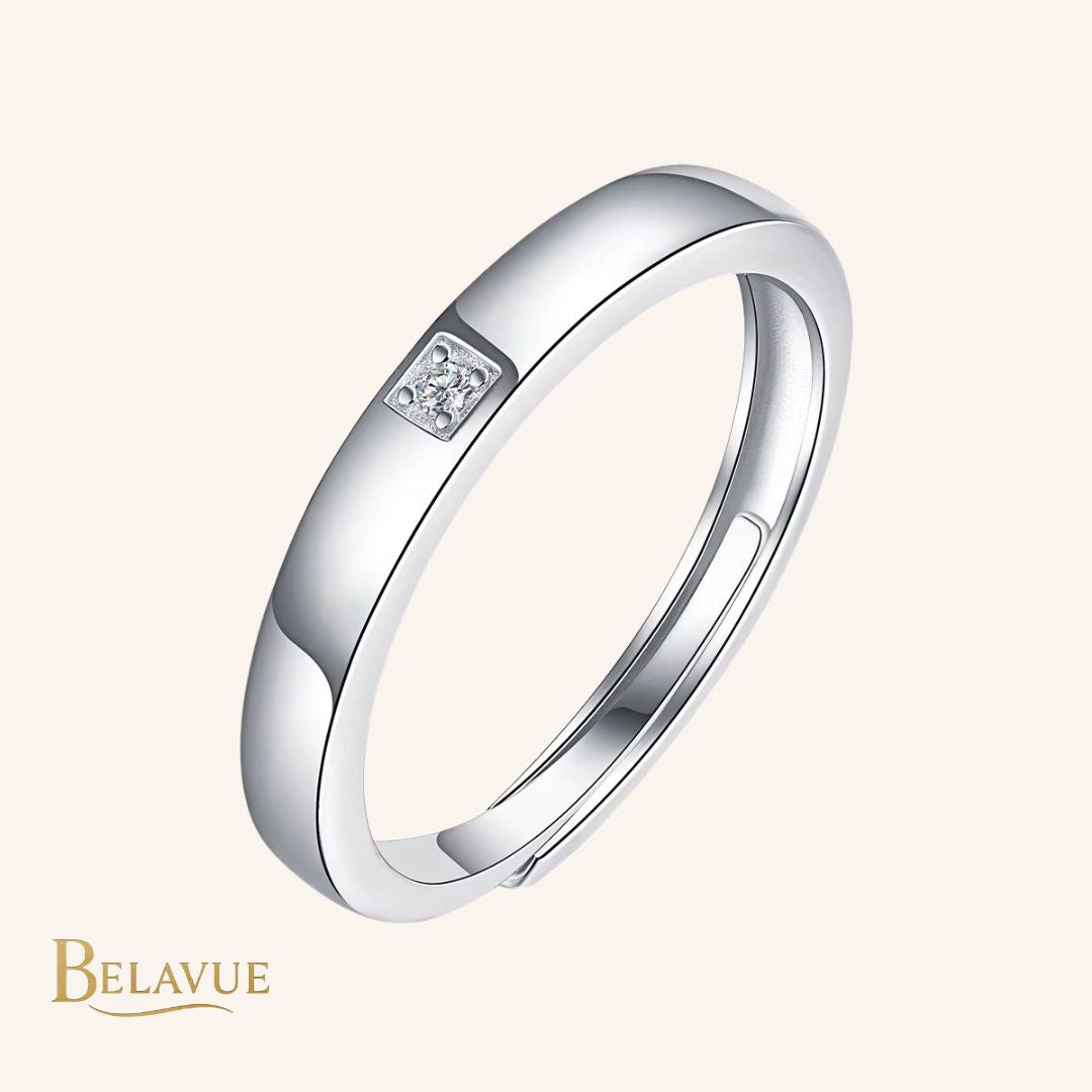 Alianças Casal Prata S925 com Moissanite | Anéis de Noivado e Casamento Certificados Belavue