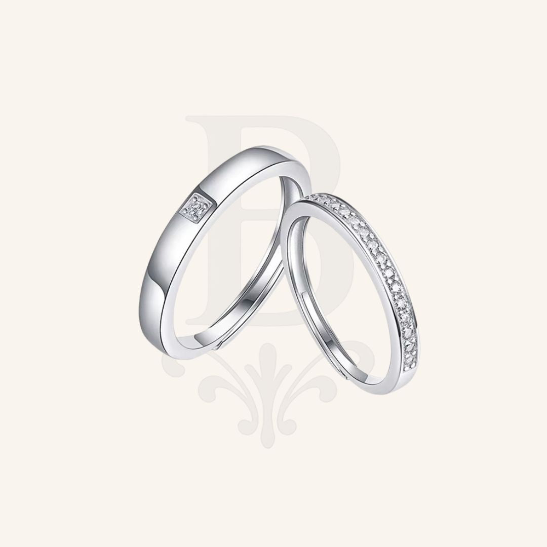 Alianças Casal Prata S925 com Moissanite | Anéis de Noivado e Casamento Certificados Belavue